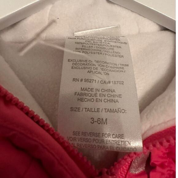 NWT Absorba Pink Heart Faux Fur Lined 3 Piece Set Hooded Snowsuit Sz 3-6M - Picture 9 of 10